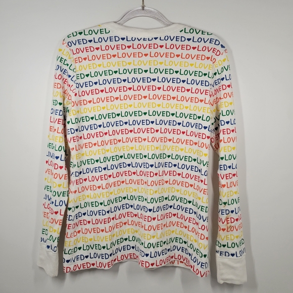 HANNA ANDERSSON Rainbow Loved Heart Long Sleeve Shirt PJ Pajama Top Women Size L - Picture 3 of 4